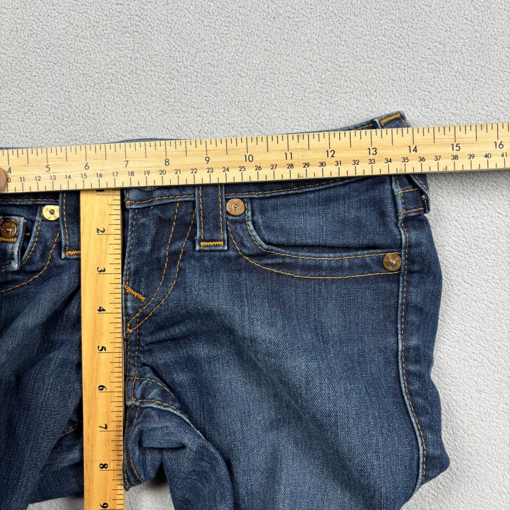 True Religion Womens Skinny Jeans Size 25 Dark Wash Orange Stitch Low Rise - Picture 3 of 8